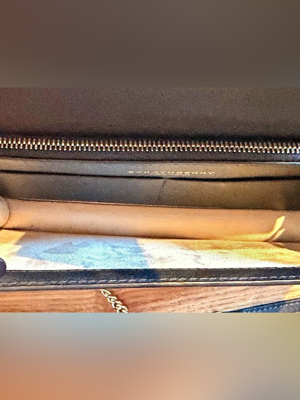 Strathberry crescent on a chain Handbag Black Clutch Crossbody with Gold Accent - Picture 8 of 8